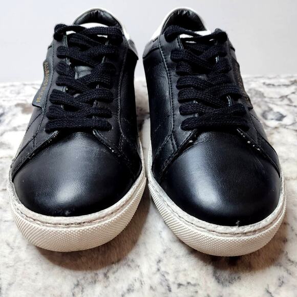 AllSaints Sheer Leather Sneakers In Black White Bicolor - Picture 9 of 14
